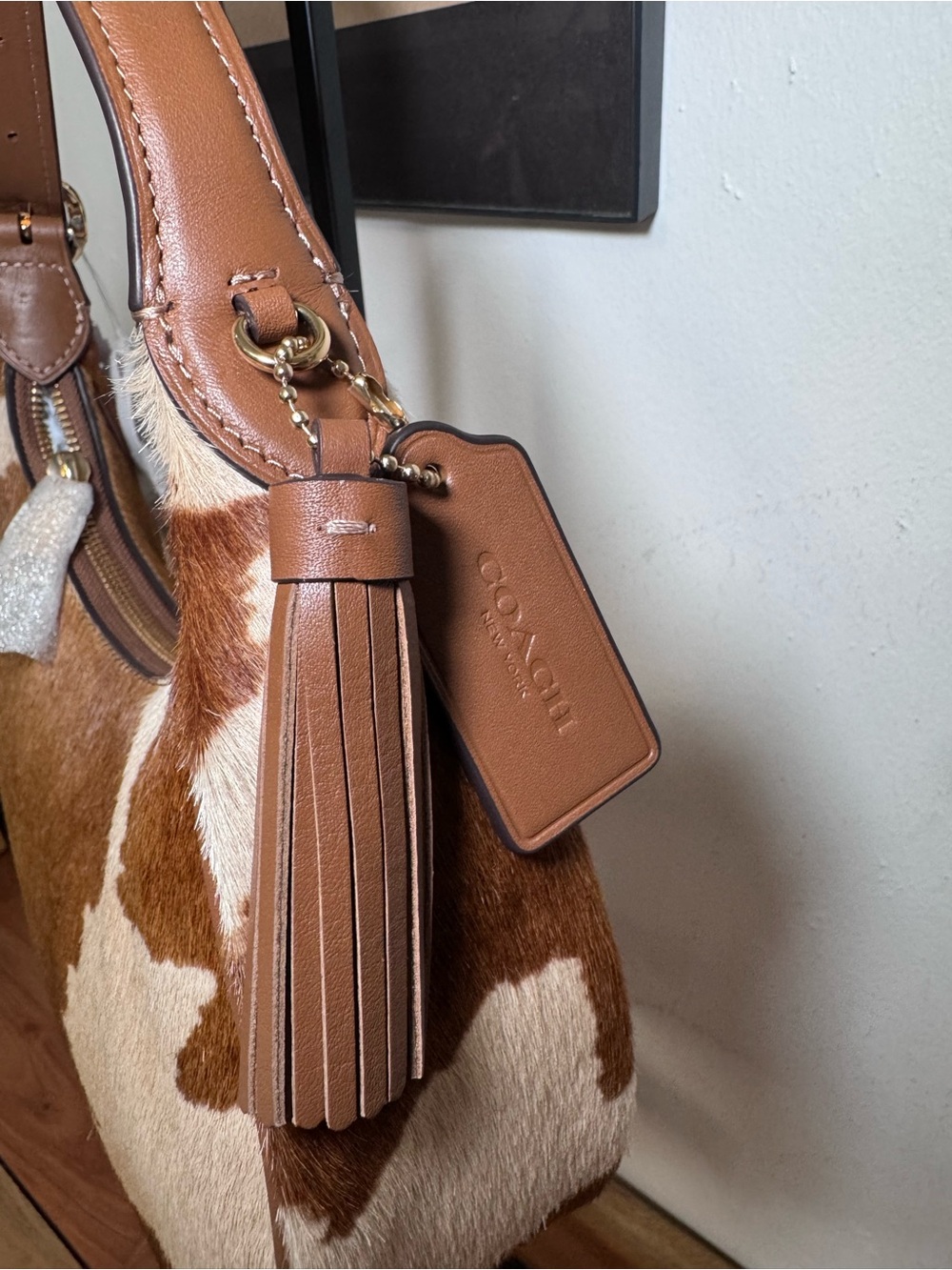 Coach Cowhide Crescent Shoulder Bag in Brown and Cream - Picture 6 of 6